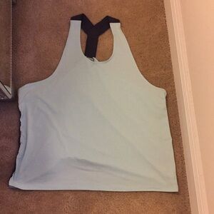 Baby blue workout top.